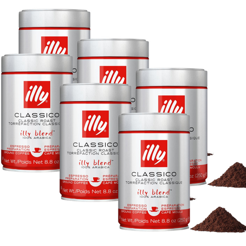 6 x illy Classico Espresso Ground Coffee 250g