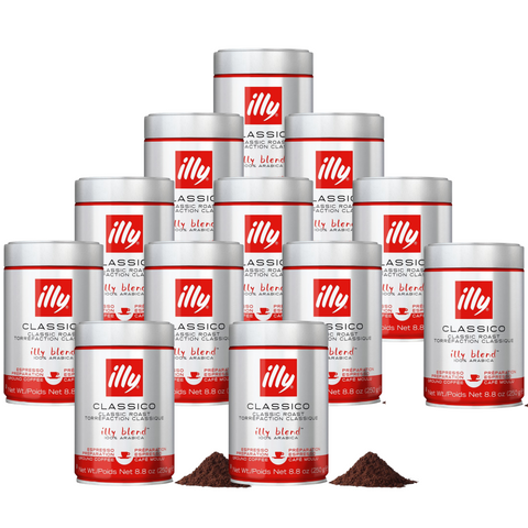 12 x illy Classico Espresso Ground Coffee 250g
