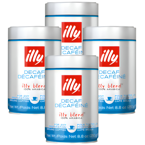 4 x illy Decaf Ground Coffee 250g