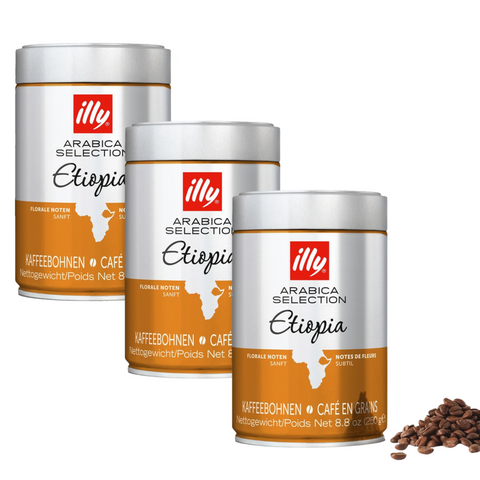3 x illy Ethiopia Coffee Beans 250g