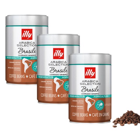 3 x illy Regenerative Brazil Arabica Selection Coffee Beans 250g