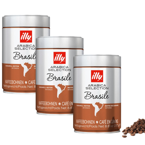 3 x illy Brazil Coffee Beans 250g