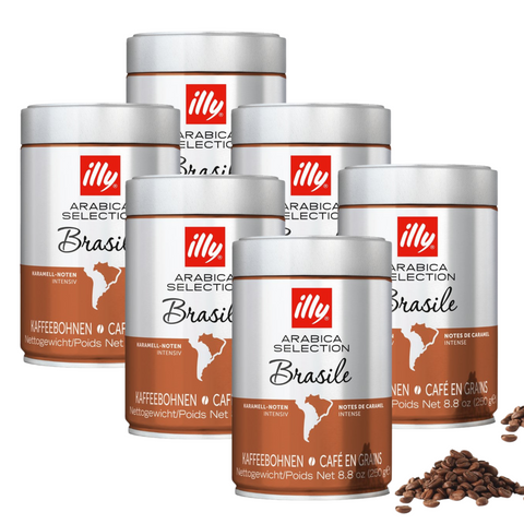 6 x illy Brazil Coffee Beans 250g