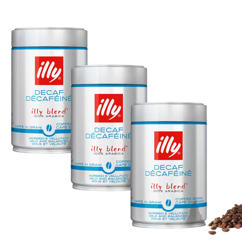3 x illy Decaf Coffee Beans 250g