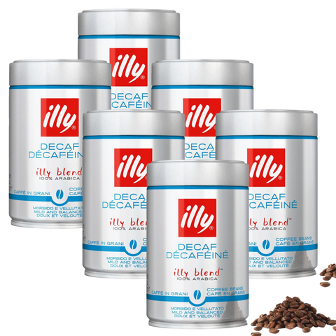 6 x illy Decaf Coffee Beans 250g