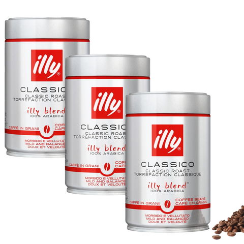 3 x illy Classico Coffee Beans 250g