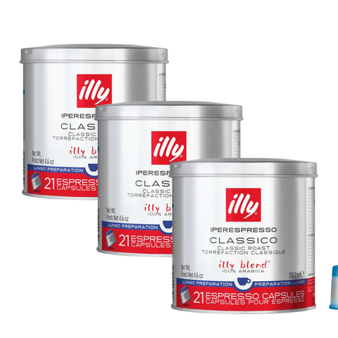 3 x illy Classico Lungo Espresso Capsules 21pcs 140g