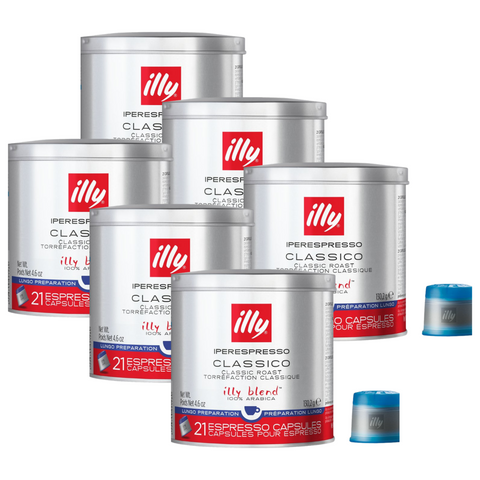 6 x illy Classico Lungo Espresso Capsules 21pcs 140g
