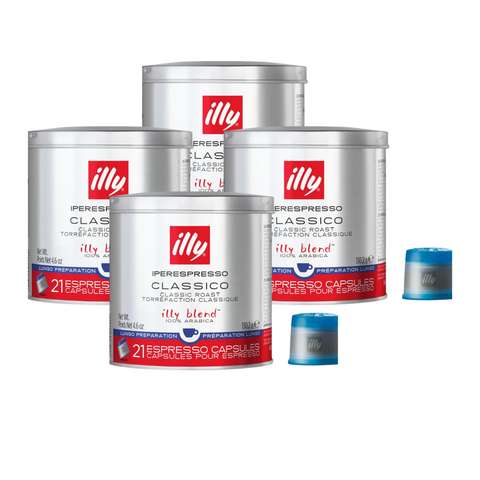 4 x illy Classico Lungo Espresso Capsules 21pcs 140g