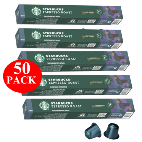 Starbucks By Nespresso Espresso Roast Coffee Pods Capsules 50 Pack