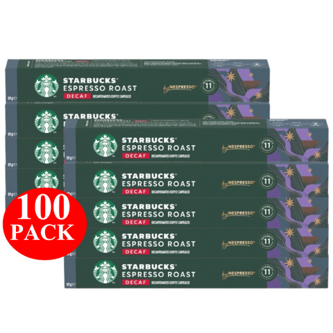 Starbucks By Nespresso Decaf Espresso Roast Coffee Pods Capsules 100 Pack