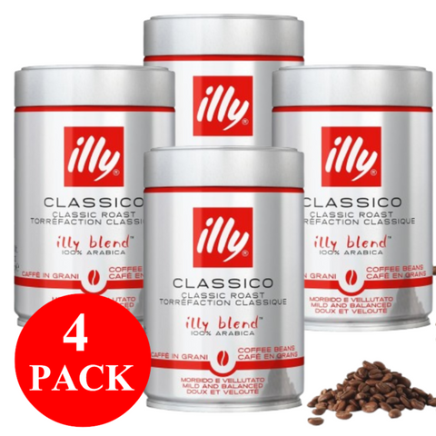 4 x illy Classico Coffee Beans 250g