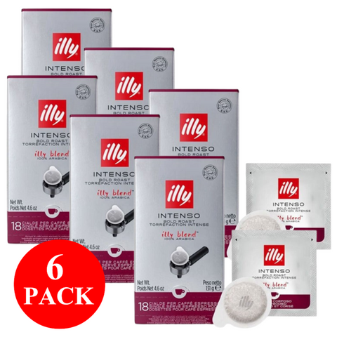 6 x illy Intenso Espresso Pods 18pcs 131g