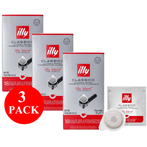 3 x illy Classico Espresso Pods 18PCS