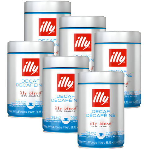 6 x illy Decaf Ground Coffee 250g