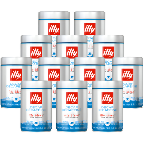 12 x illy Decaf Ground Coffee 250g