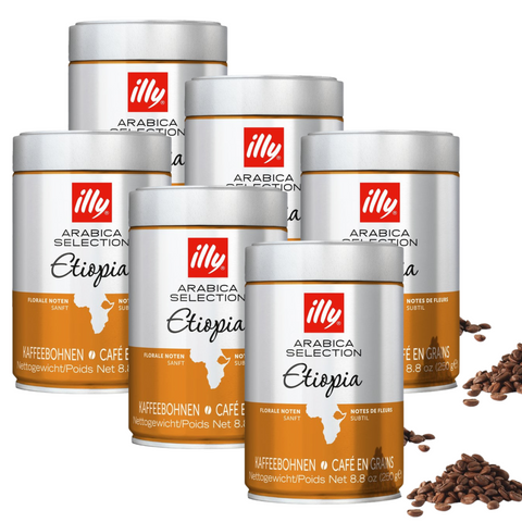 6 x illy Ethiopia Coffee Beans 250g