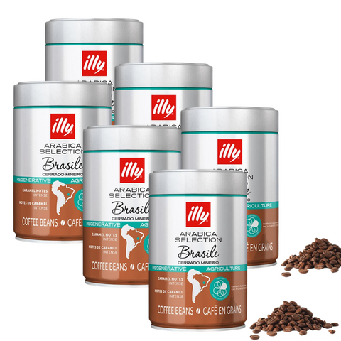 6 x illy Regnerative Brazil Arabica Selection Coffee Beans 250g