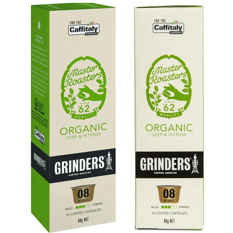 8 x Grinders Master Roasters Organic Coffee Capsules 10pk