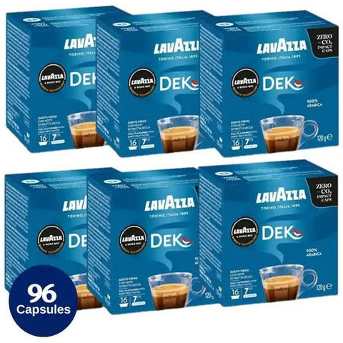 Lavazza A Modo Mio Dek Decaf Coffee Capsules Pack of 96 Pods Intensity 7 Decaff