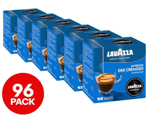 6 x 16pk Lavazza A Modo Mio Coffee Capsules Dek Cremoso (Decaffeinated)